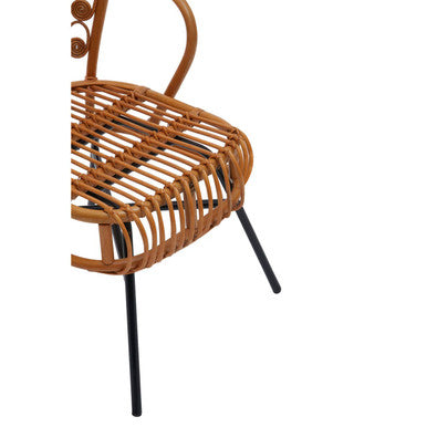 Java Natural Rattan Chair with Scalloped Back