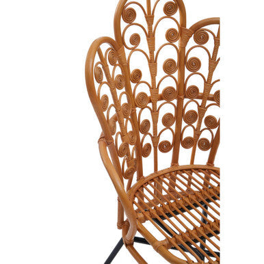 Java Natural Rattan Chair with Scalloped Back