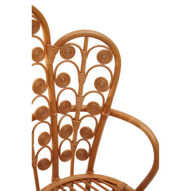 Java Natural Rattan Chair with Scalloped Back