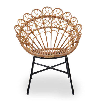 Java Natural Rattan Chair with Peacock Design