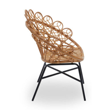 Java Natural Rattan Chair with Peacock Design