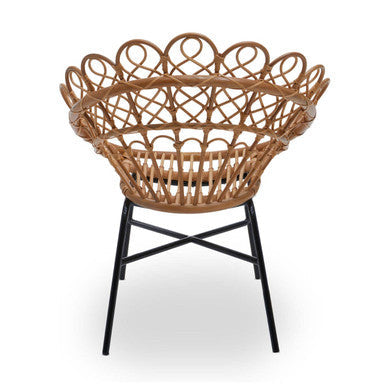 Java Natural Rattan Chair with Peacock Design