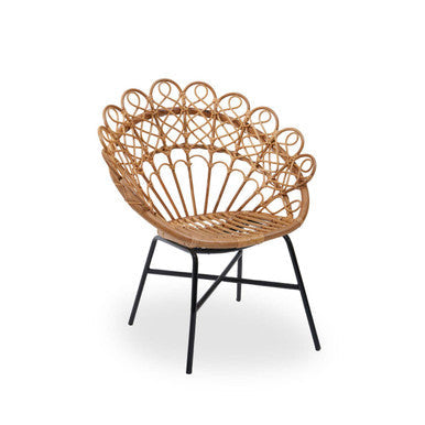 Java Natural Rattan Chair with Peacock Design