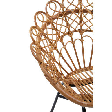 Java Natural Rattan Chair with Peacock Design