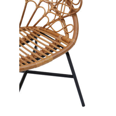 Java Natural Rattan Chair with Peacock Design