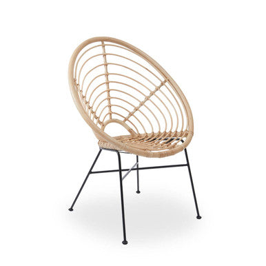 Java Natural Rattan Round Chair with Woven Seat