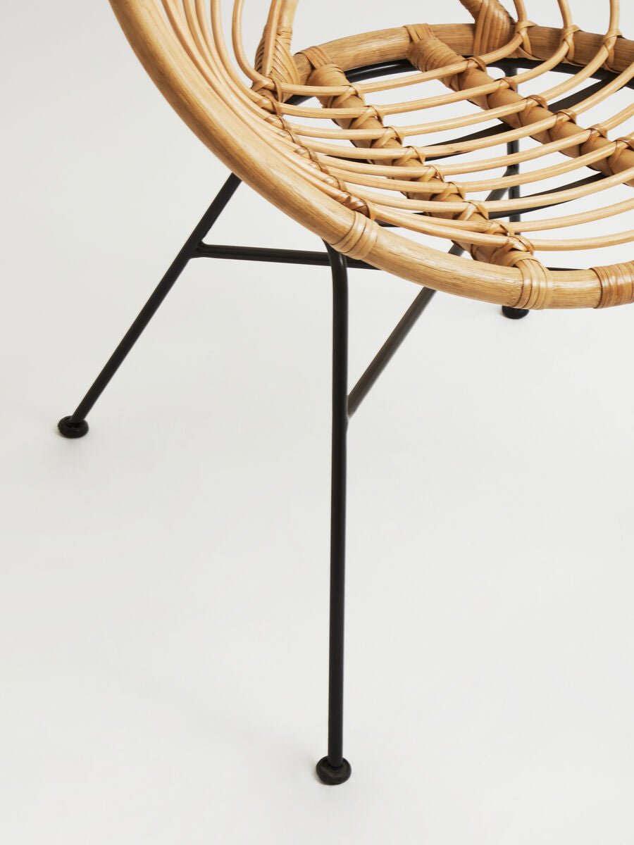 Java Natural Rattan Round Chair with Woven Seat