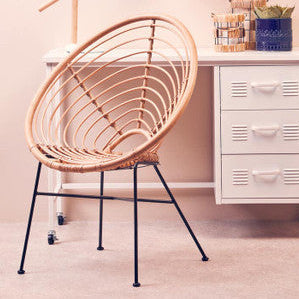 Java Natural Rattan Round Chair with Woven Seat