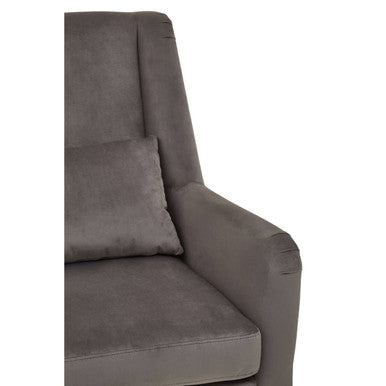 Doucet Grey Velvet Chair With Gold Finish Legs