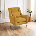Doucet Yellow Velvet Chair with Gold Finish Angular Legs