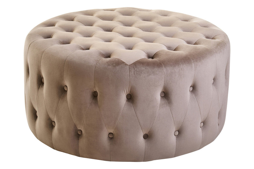 Haley Mink Velvet Footstool with Button Tufting