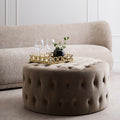 Haley Mink Velvet Footstool with Button Tufting