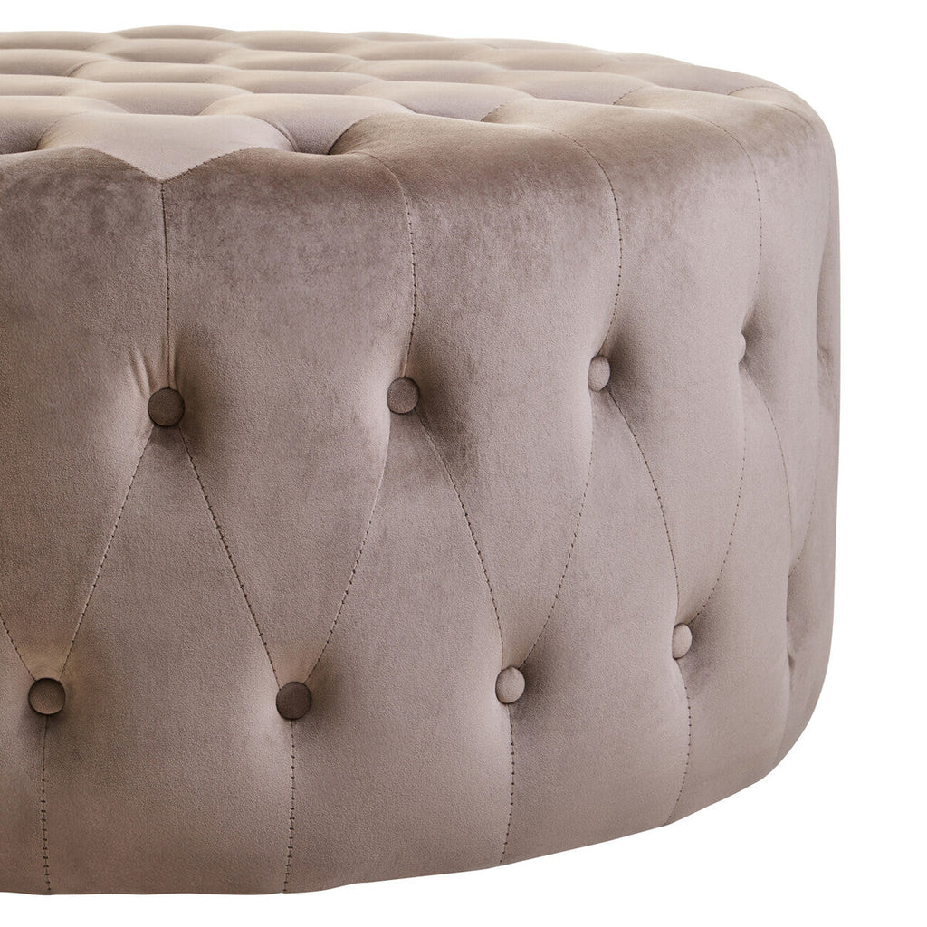 Haley Mink Velvet Footstool with Button Tufting