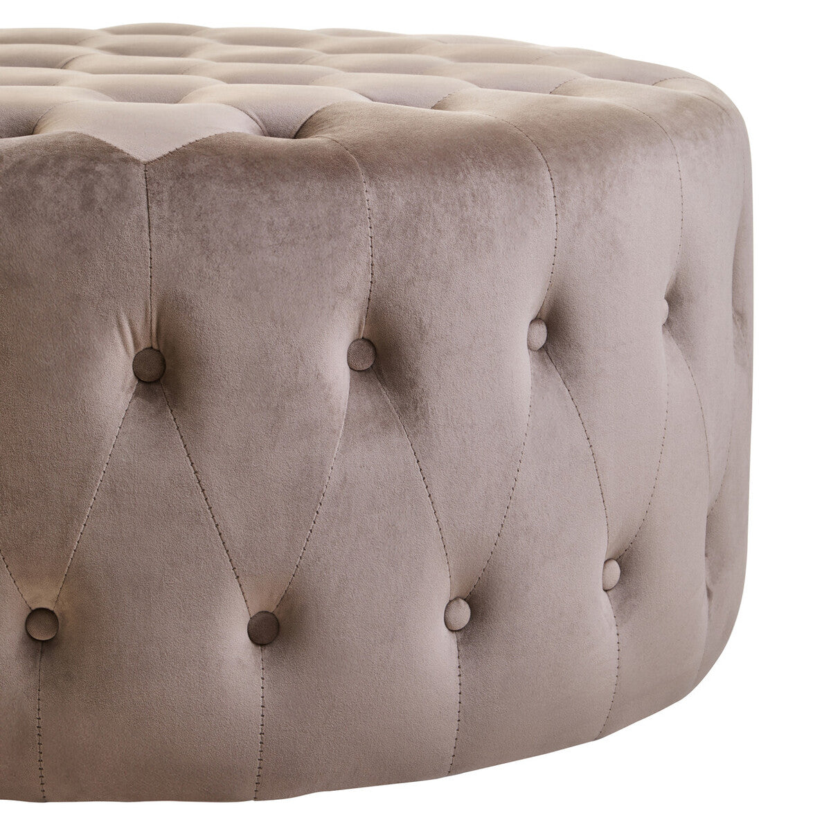Haley Mink Velvet Footstool with Button Tufting