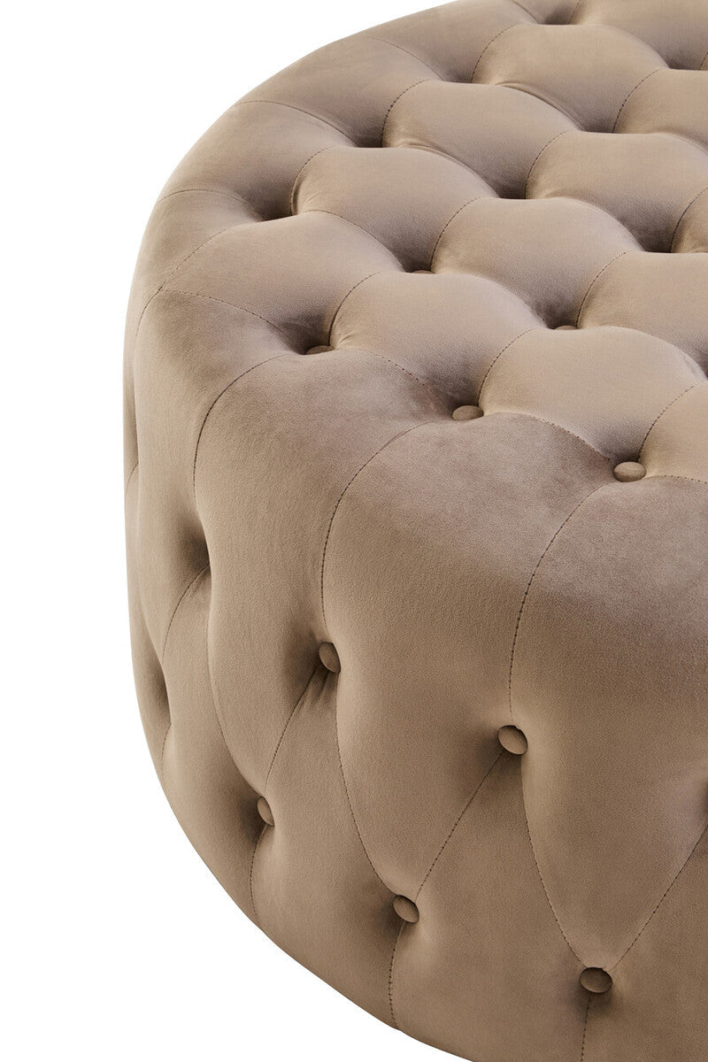 Haley Mink Velvet Footstool with Button Tufting