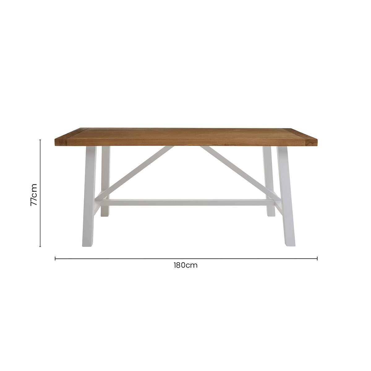 Natural Reclaimed Oak and Birch Wood Rectangular Dining Table with White Painted Base, Parkside