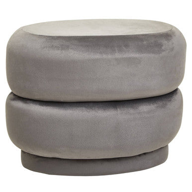 Hartford Grey Velvet Oval Pouffe with Footrest