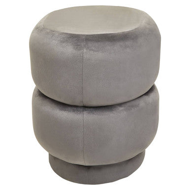 Hartford Grey Velvet Oval Pouffe with Footrest
