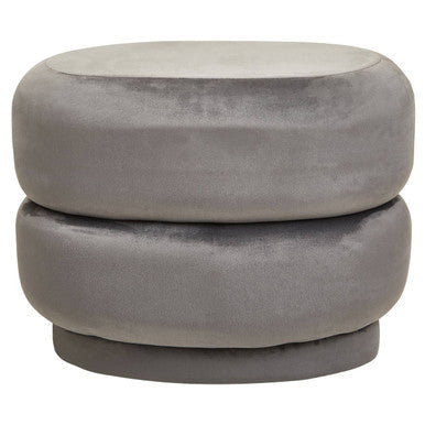 Hartford Grey Velvet Oval Pouffe with Footrest