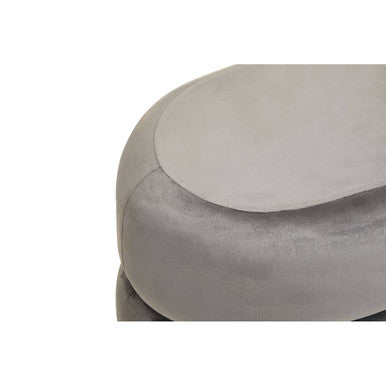 Hartford Grey Velvet Oval Pouffe with Footrest
