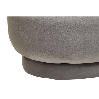 Hartford Grey Velvet Oval Pouffe with Footrest