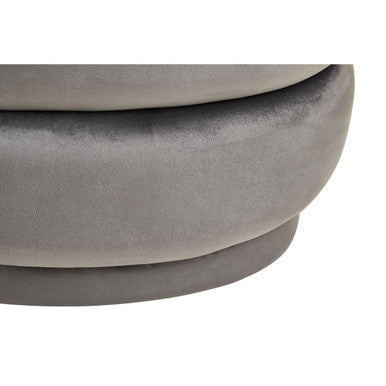 Hartford Grey Velvet Oval Pouffe with Footrest