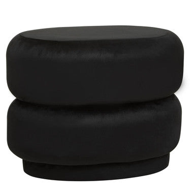 Hartford Black Velvet Pouffe with Footrest