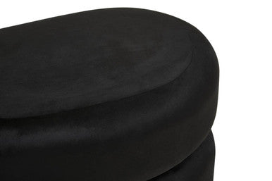 Hartford Black Velvet Pouffe with Footrest