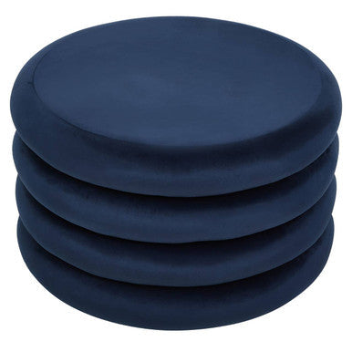 Hartford Midnight Blue Velvet Pouffe with Footrest