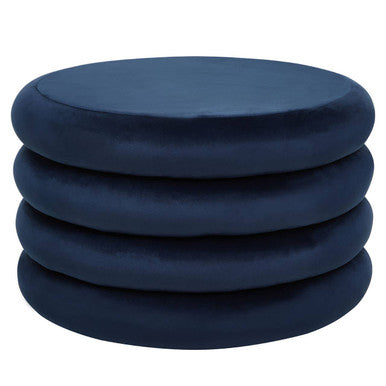 Hartford Midnight Blue Velvet Pouffe with Footrest