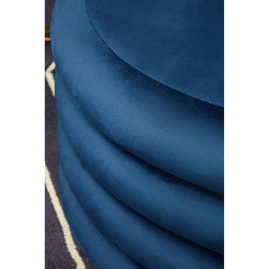 Hartford Midnight Blue Velvet Pouffe with Footrest
