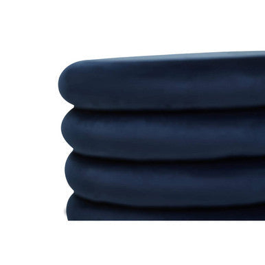 Hartford Midnight Blue Velvet Pouffe with Footrest