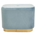 Hartford Blue Velvet Pouffe with Button Tufting