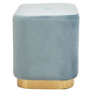 Hartford Blue Velvet and Matte Gold Rectangular Pouffe