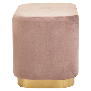 Hartford Dusty Pink Velvet Pouffe with Button Tufting