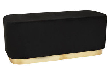 Hartford Black Velvet Bench with Gold Finish Base