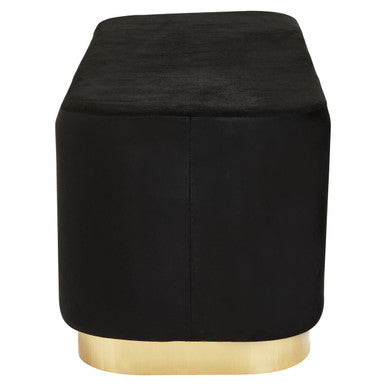 Hartford Black Velvet Bench with Gold Finish Base