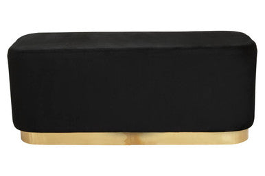 Hartford Black Velvet Bench with Gold Finish Base