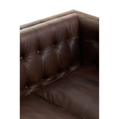 2 Seater Modern Chesterfield Dark Brown Leather Sofa, King