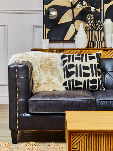 3 Seater Modern Chesterfield Black Leather Sofa, King