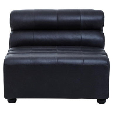 Armless Antique Black Leather Modular Sofa Chair, King