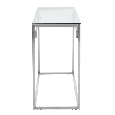 Allure Silver Stainless Steel Console Table with Tempered Glass Top