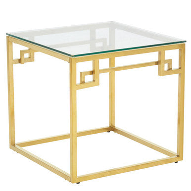 Allure Gold Stainless Steel Side Table with Tempered Glass Top