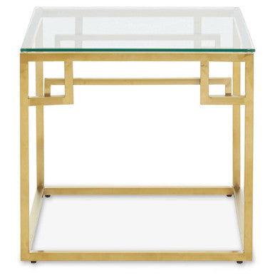 Allure Gold Stainless Steel Side Table with Tempered Glass Top