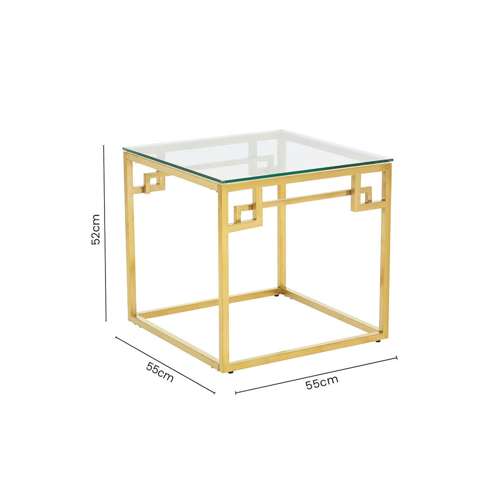 Allure Gold Stainless Steel Side Table with Tempered Glass Top