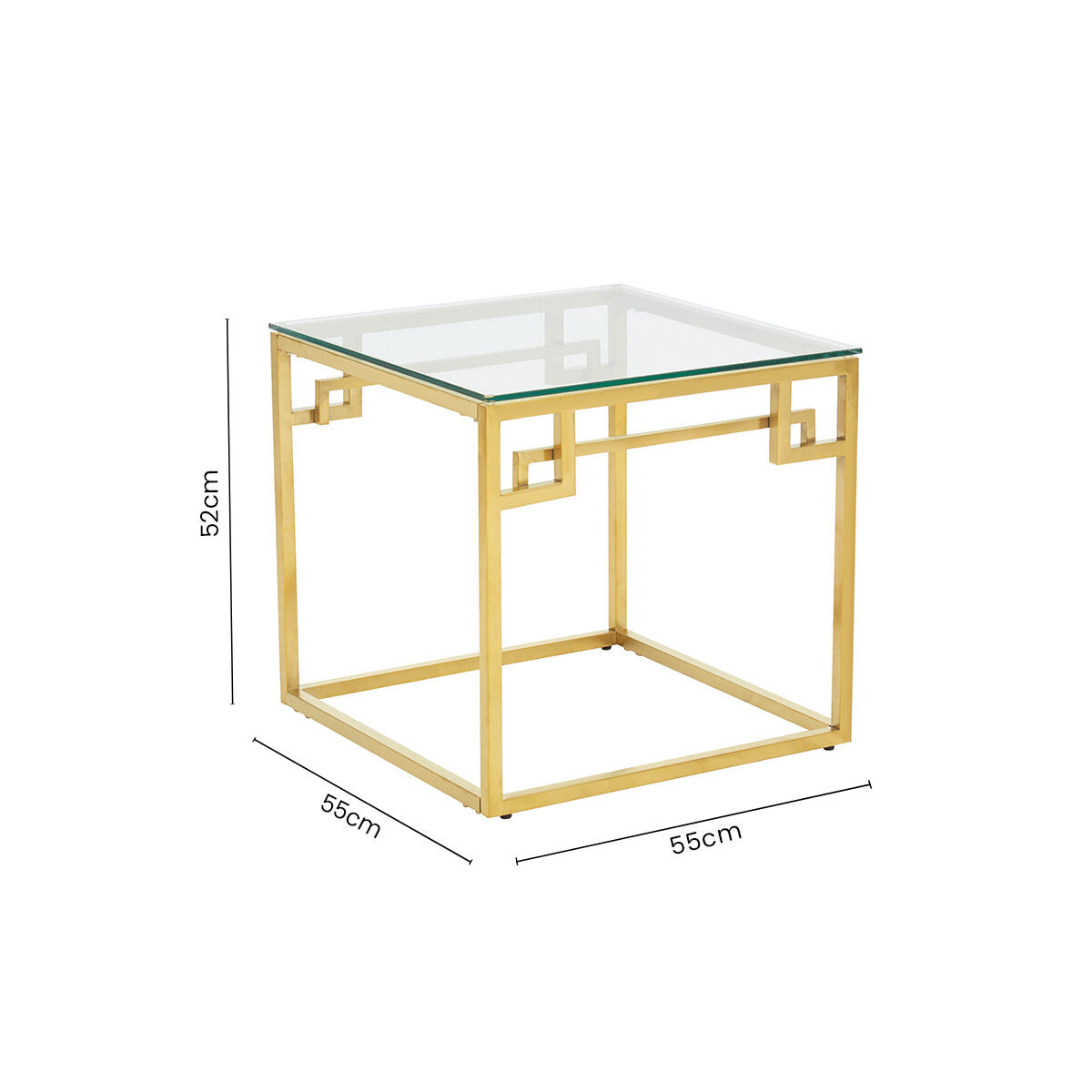 Allure Gold Stainless Steel Side Table with Tempered Glass Top