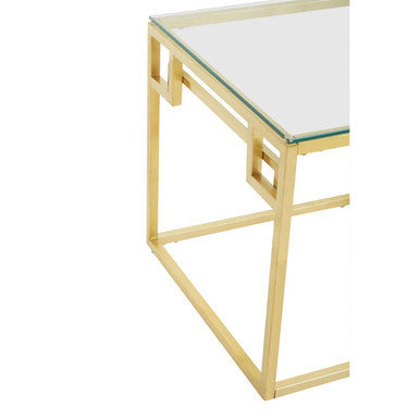 Allure Gold Stainless Steel Side Table with Tempered Glass Top