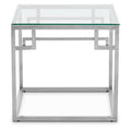 Allure Silver Stainless Steel Side Table with Tempered Glass Top