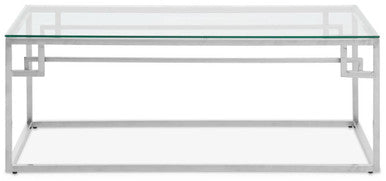 Silver Geometric Rectangular Coffee Table with Tempered Glass Top, Allure