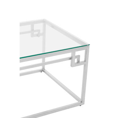 Allure Silver Stainless Steel Coffee Table with Tempered Glass Top